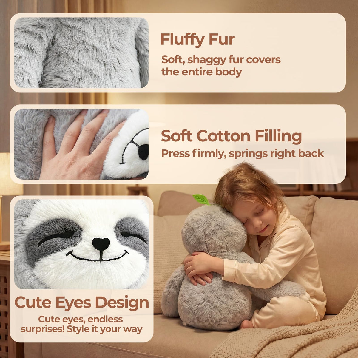 Mewaii Sloth in bedtime snuggle scenario for restful moments