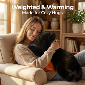 Mewaii weighted cat plush with removable heating pad for warmth