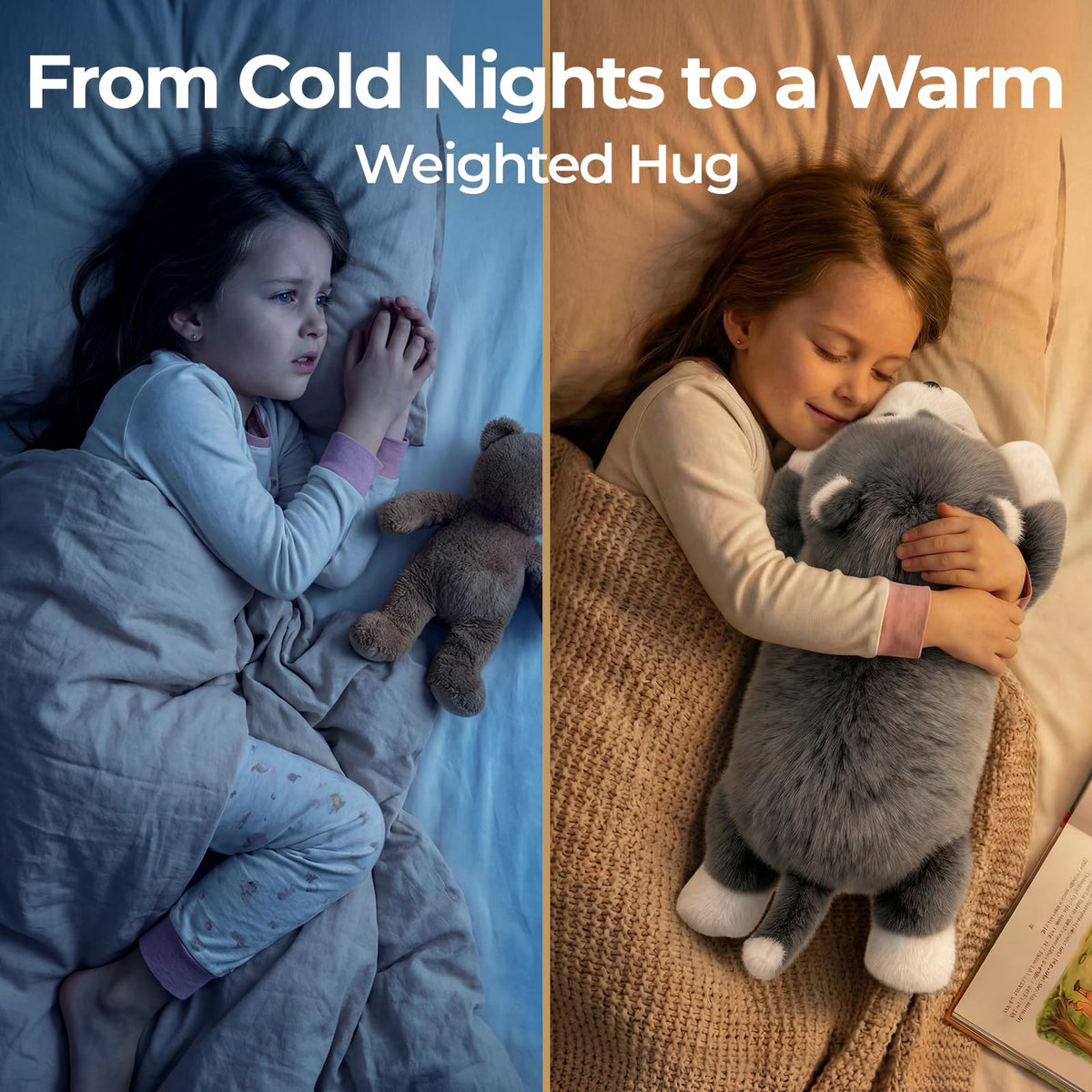 Mewaii weighted dog plush inner pad cools in fridge for cooling hugs.