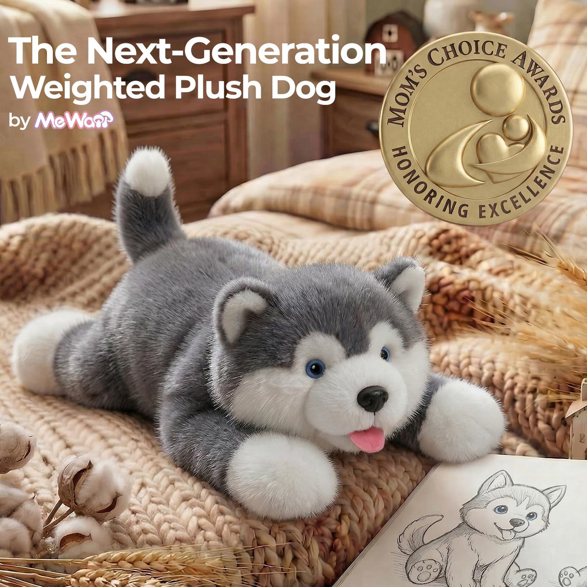 Mewaii weighted dog plush heating pad warms in 90 seconds for warm comfort.