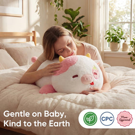 Mewaii weighted strawberry cow plush packaged as a thoughtful gift for birthdays.