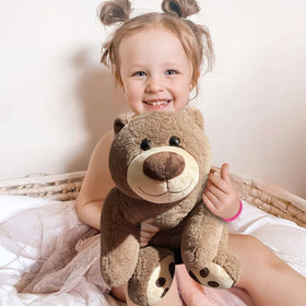 Mewkou weighted bear in kawaii pose inviting imaginative play and companionship.