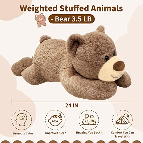 Mewkou weighted bear lap cuddle close-up highlighting plush texture for cozy snuggles.