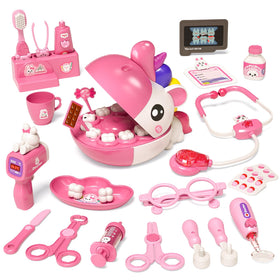 MEWOCHEE Dentist Play Set with unicorn patient for imaginative dental care play