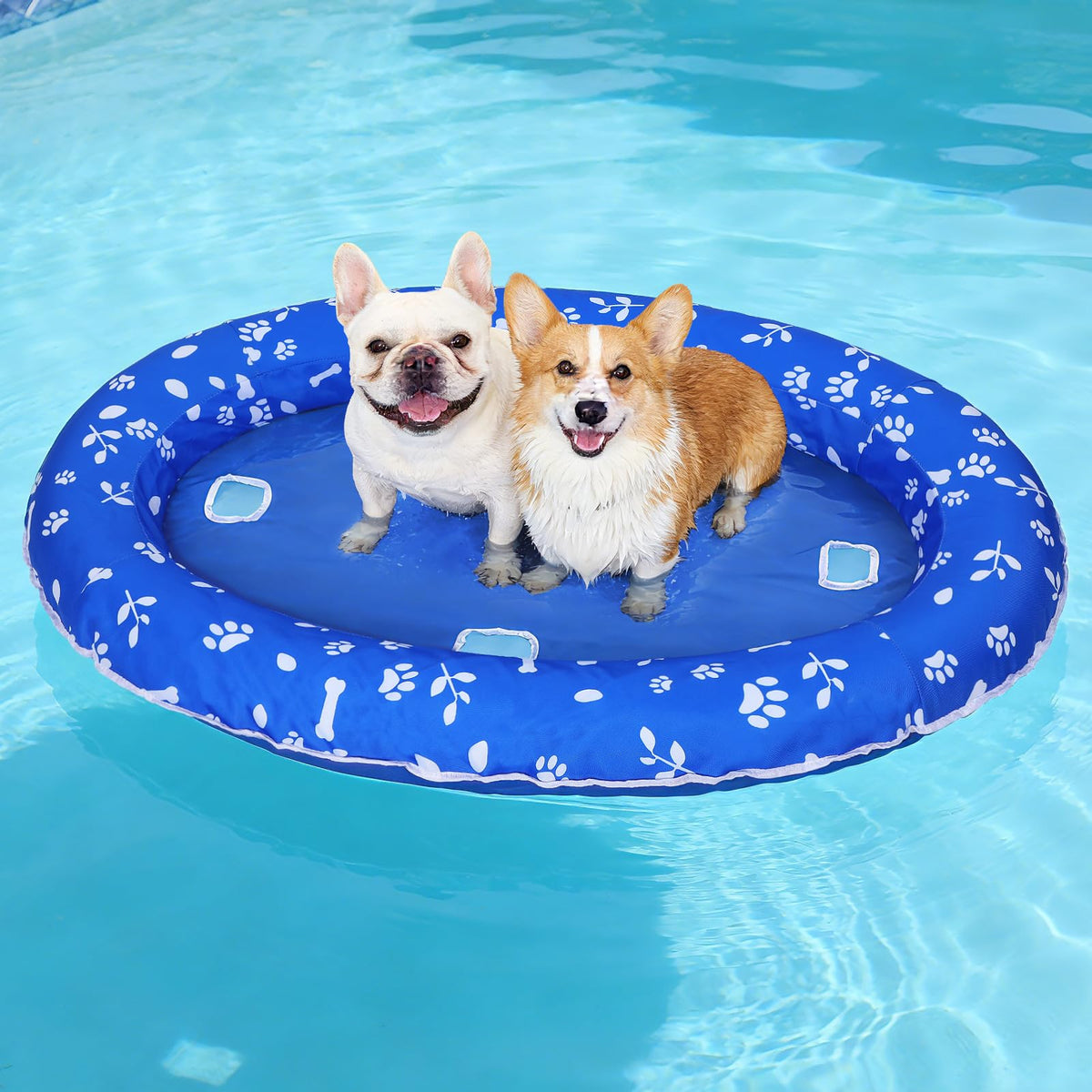 MEWTOGO anti-tear oxford dog pool float 54in for durable pool lounging.