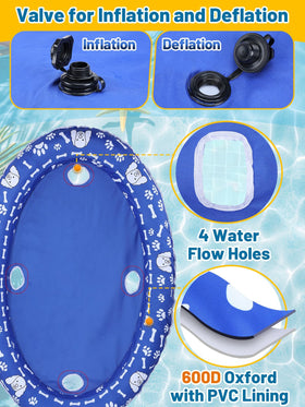 Double valve inflates and deflates for quick setup and storage.