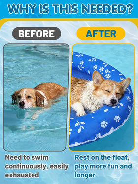 MEWTOGO dog float with four water-flow holes keeps dogs cool and balanced.