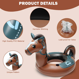 MewVeer brown horse float shows durable PVC material for repeated use.