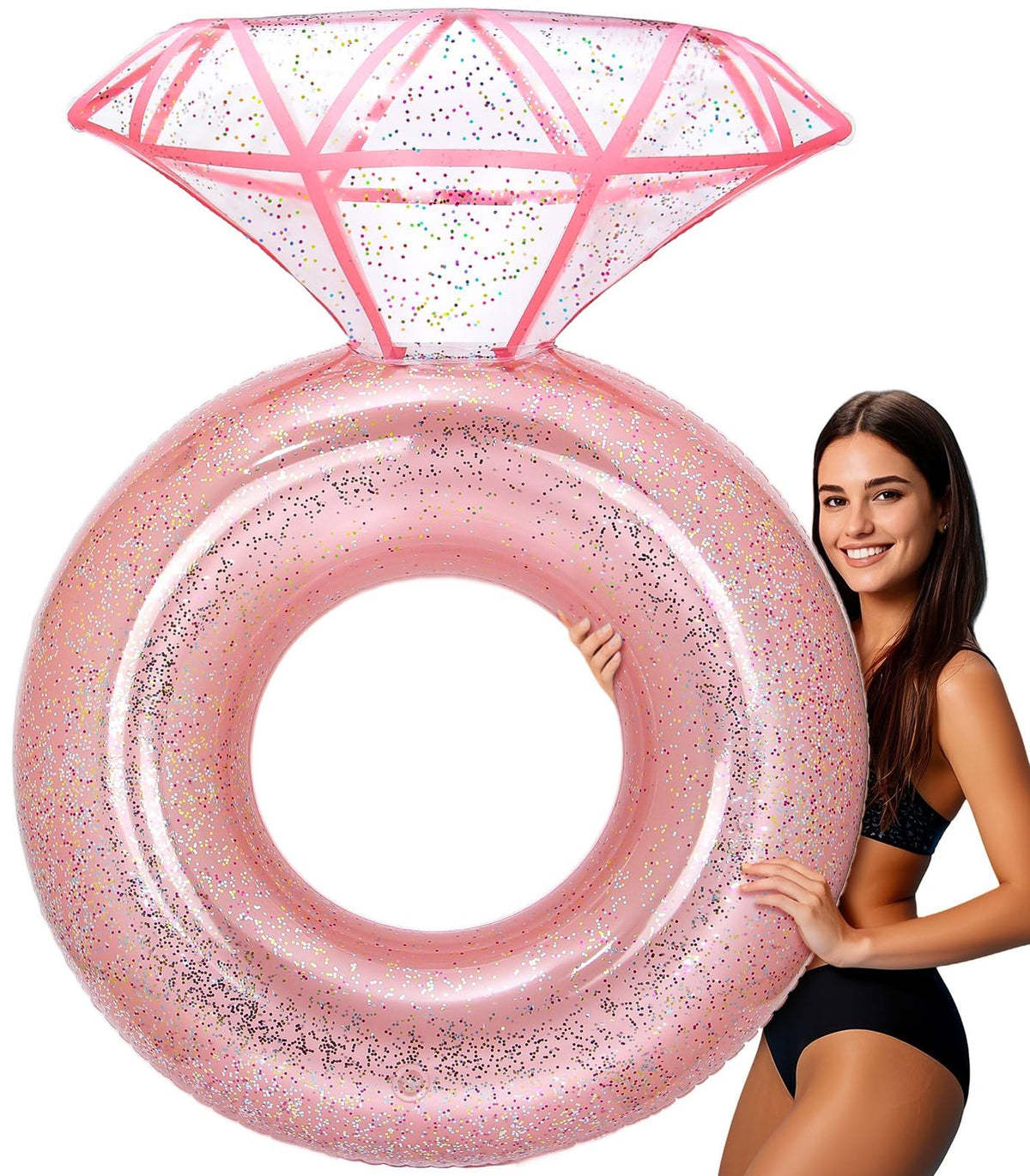 MewVeer diamond ring pool float in pink for stylish pool party moments