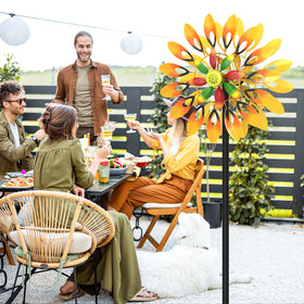 MeyRolizn sunflower wind spinner creates eye-catching garden decor in sunlight.