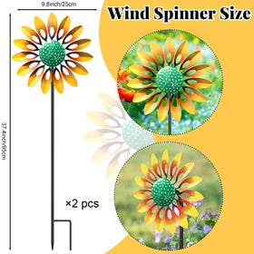 MeyRolizn sunflower wind spinner metal blades spin smoothly.