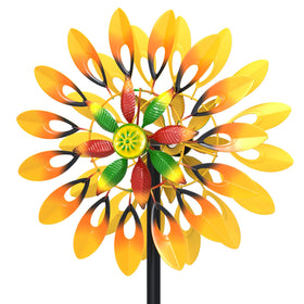 MeyRolizn sunflower wind spinner with sunlit blades adds vibrant motion to gardens.