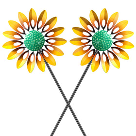 MeyRolizn wind spinner with stake demonstrates easy installation.