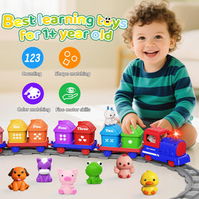 Nine Meytccve farm animals with numbered barns for counting