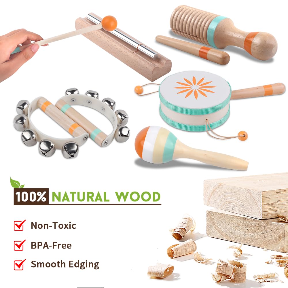 Meytccve wooden musical toy set—interactive play to boost rhythm, sight, and touch