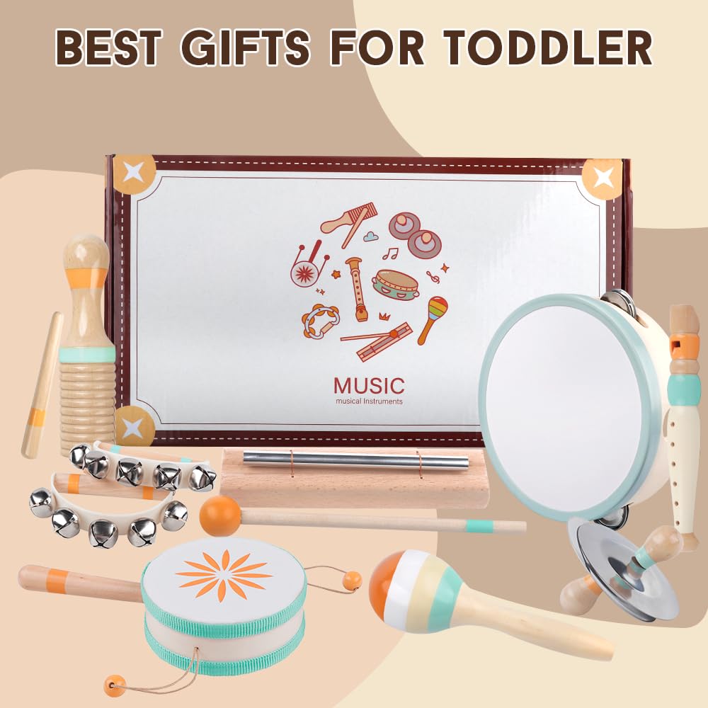 Meytccve 6-piece set—wooden textures and calm colors for nursery decor