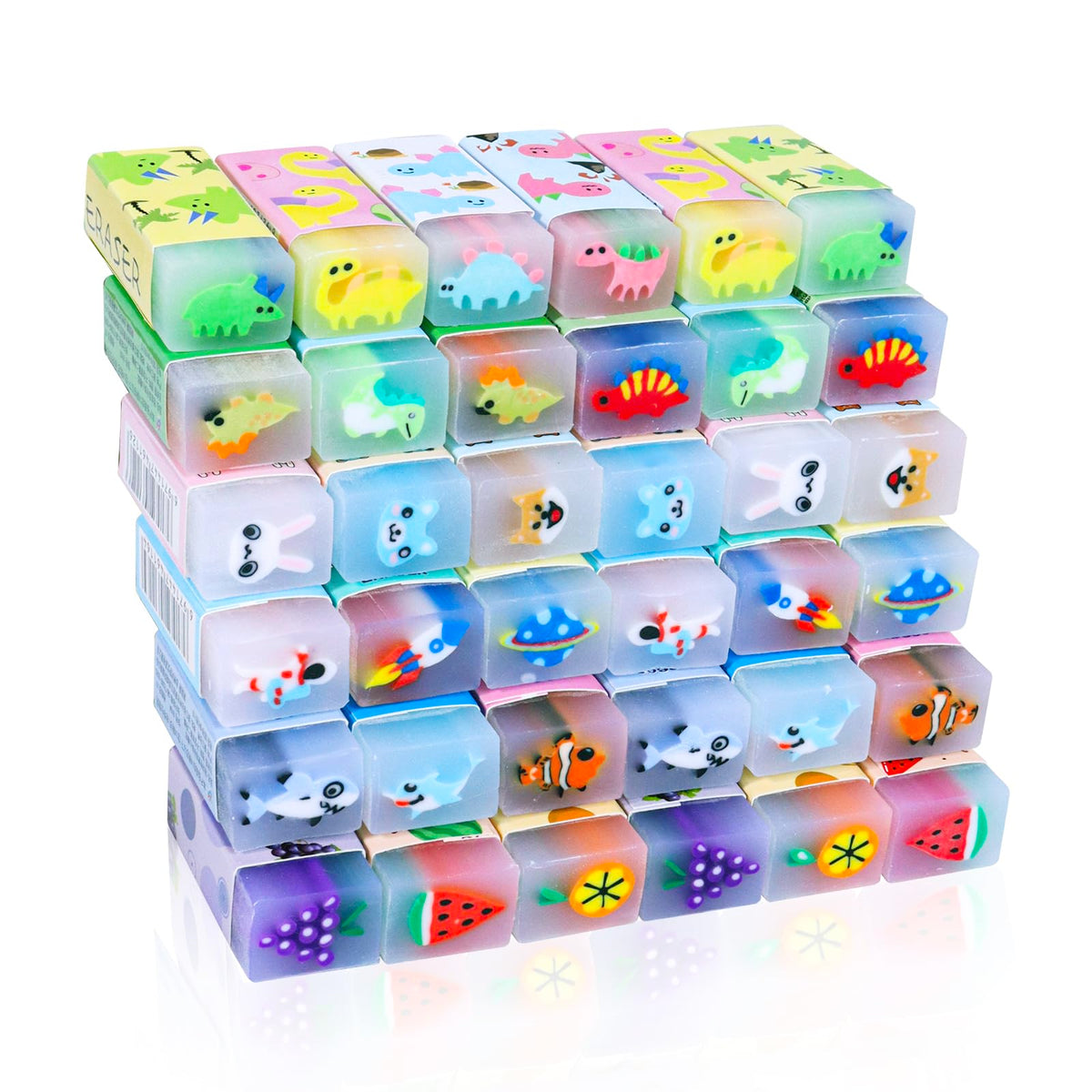 Mezhobby 100pcs cute animal erasers bulk pack for back-to-school fun