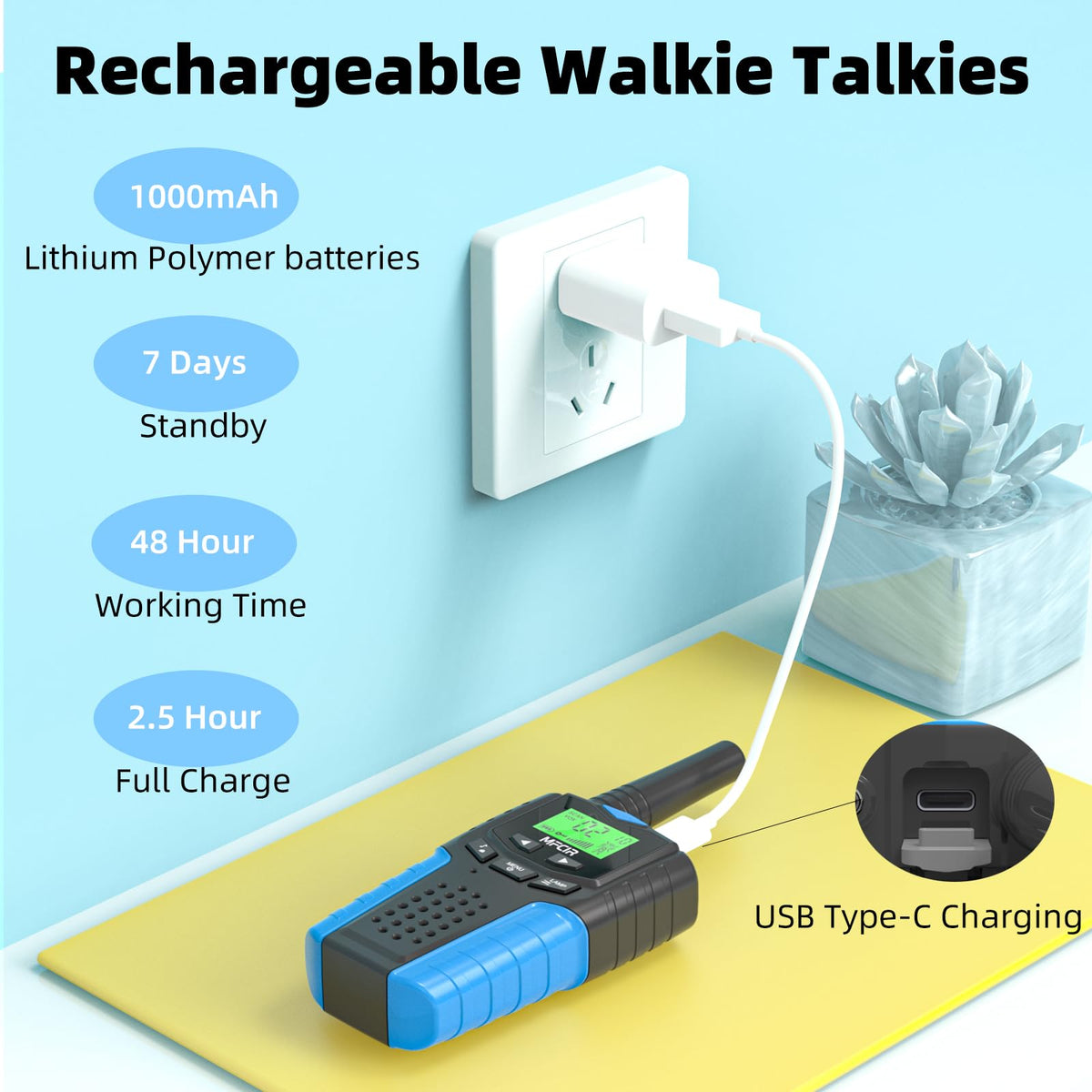 Mfcir kids walkie talkies side view highlighting ergonomic grip for young adventurers