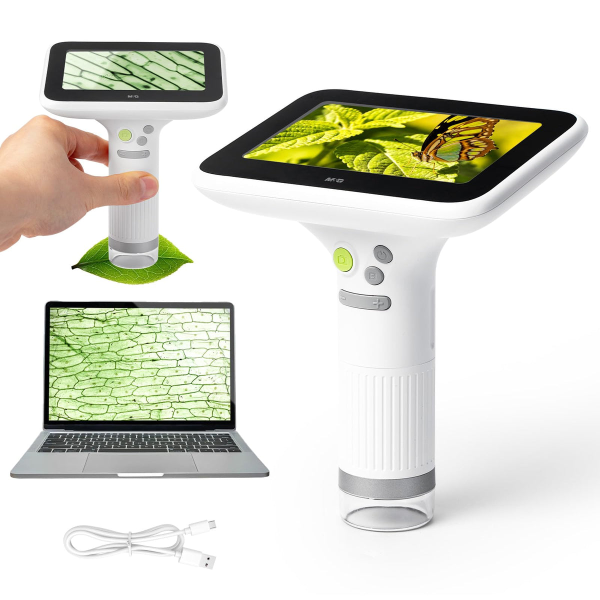 M&G 1000X handheld digital microscope with 4.3-inch screen reveals tiny details clearly.