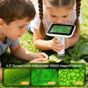 M&G 1000X zoom handheld digital microscope enables closeups of bugs, leaves, and textures.