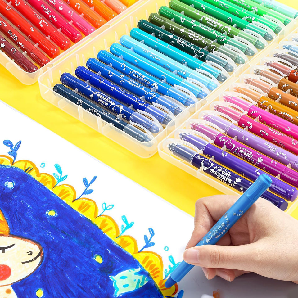M&G Washable Tempera Paint Sticks 48 colors set for quick, vibrant artwork sessions.