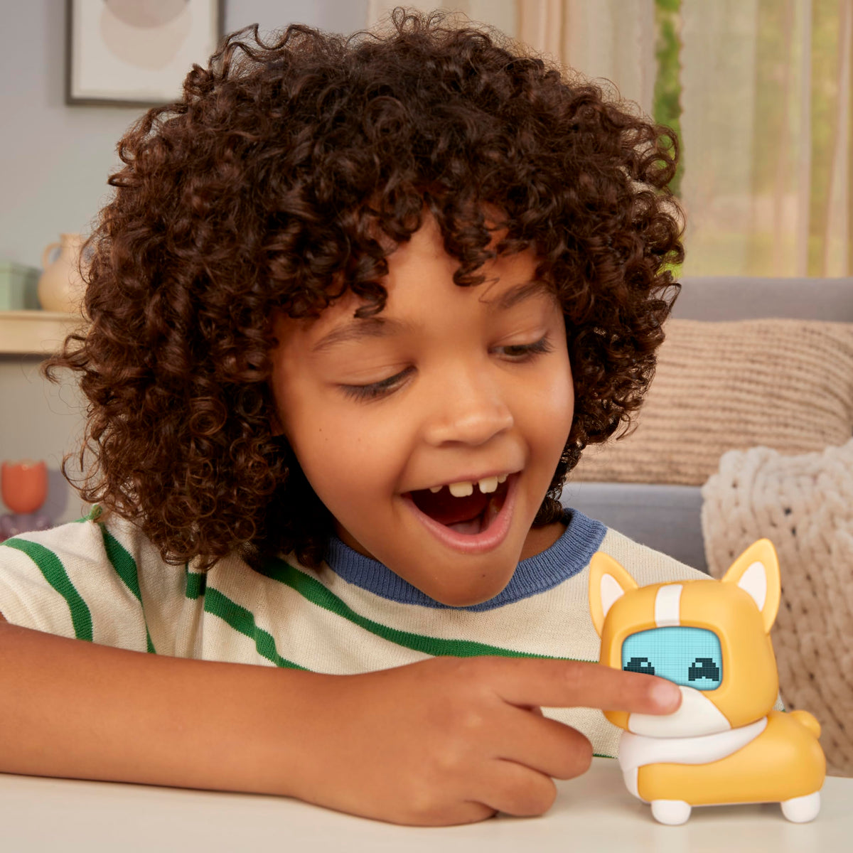 Pixel Petz Corgi voice interaction highlights responsive wag.