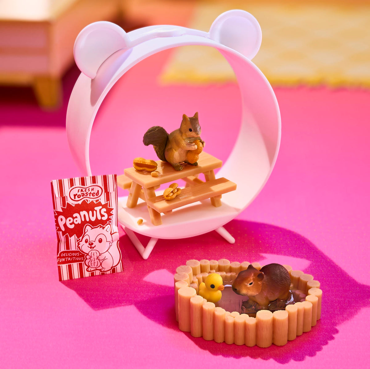 Resin pieces from MGA's Miniverse Make It Mini Animals cure under sun for a sturdy display.