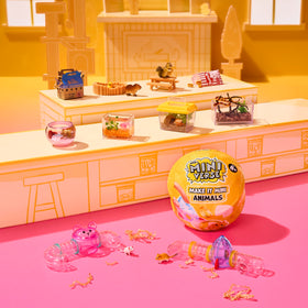 Close-up of the tiny figure and habitat accessories from MGA's Make It Mini Animals.