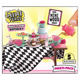 MGA's Miniverse mini celebration cake decor highlights tiny dessert toppers for display