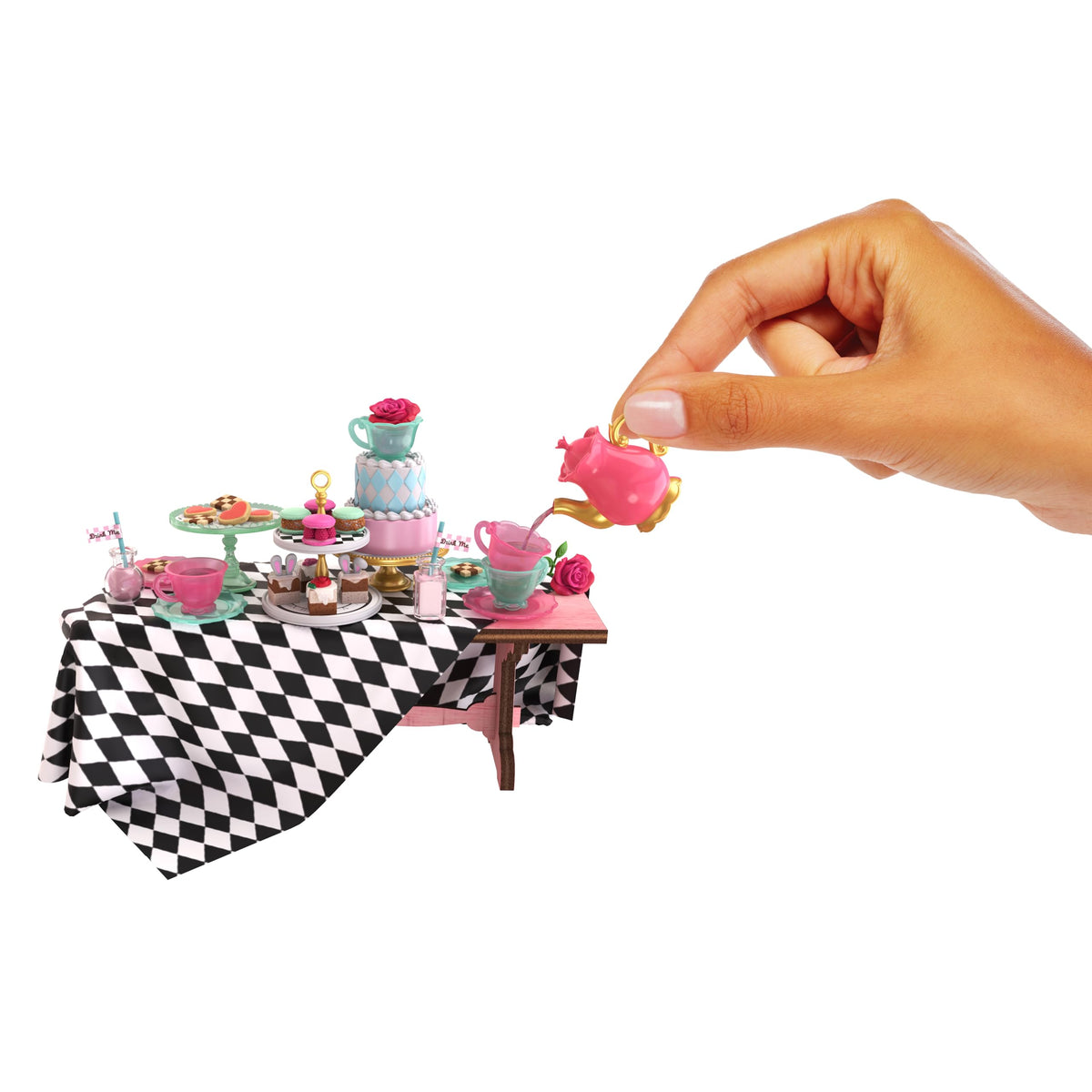 MGA's Miniverse mini celebration tea set provides collectible mini servingware for display