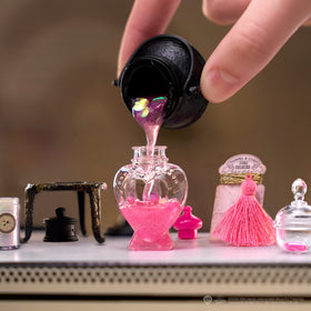 UV curing setup showing resin setting with sun or UV light for potions.