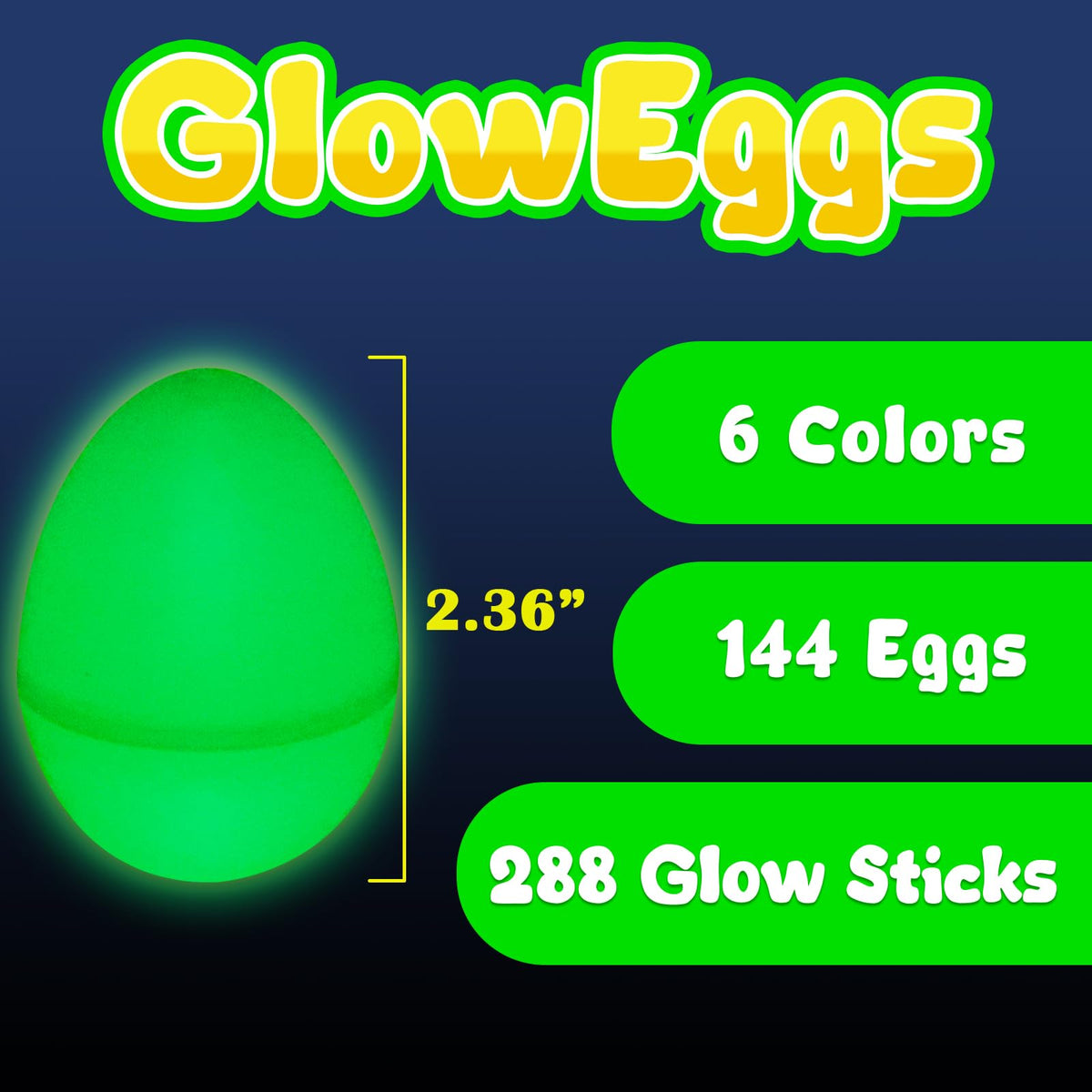 MGparty 144 Easter eggs arranged with glow sticks for nighttime hunts