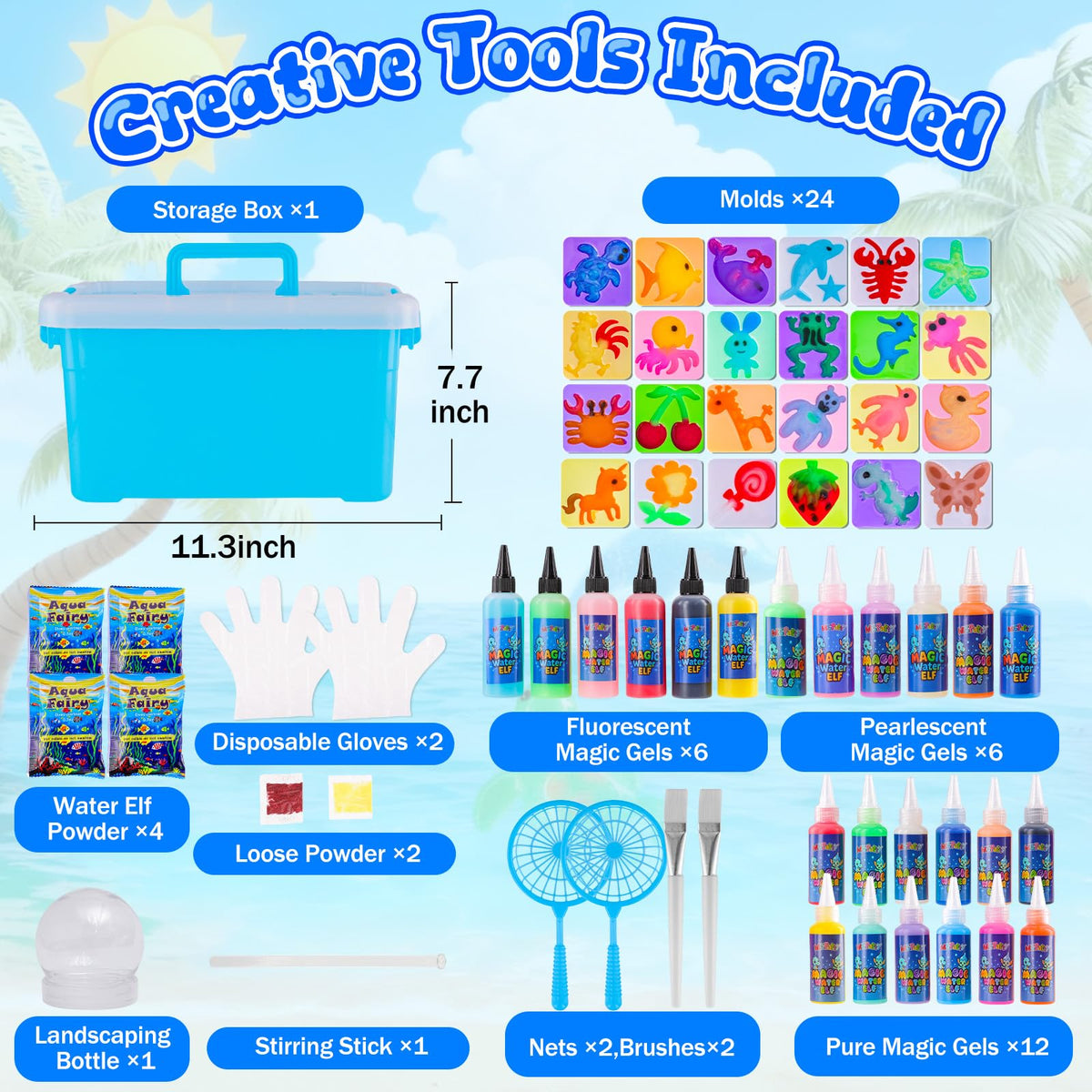 MGparty aqua gel colors 24 vibrant hues for creative water pet designs.