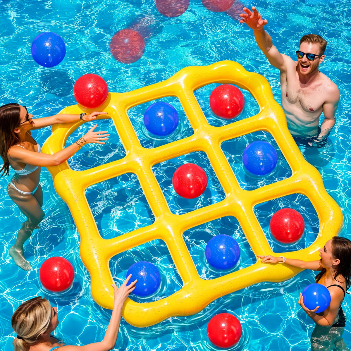 MGparty giant tic tac toe pool board ready for splashy games in the sun.