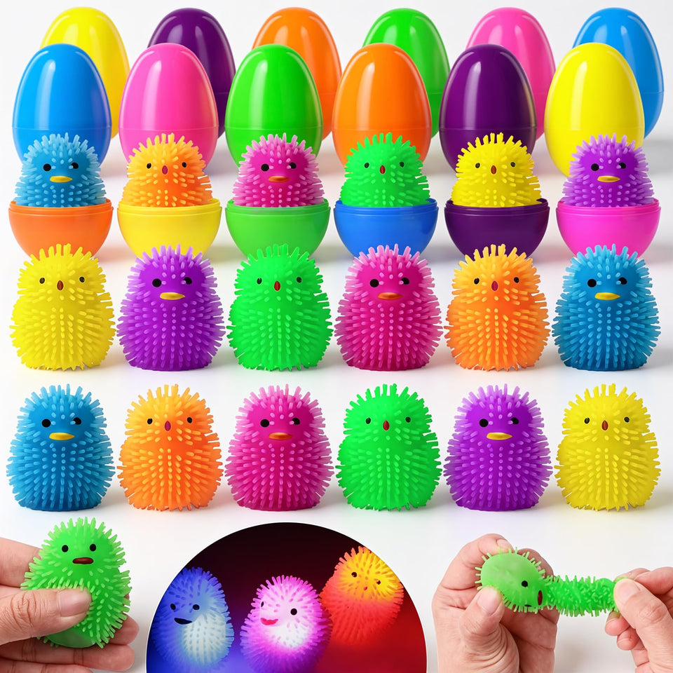 MGparty glowing chick squishy toy inside an Easter egg for tactile play