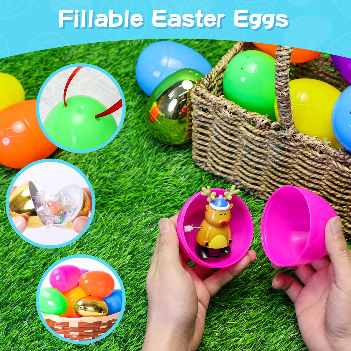 MGparty purple 4-inch fillable Easter egg with interior for coins or small toys.