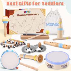MGparty natural wood texture highlights safe, durable toddler instruments.