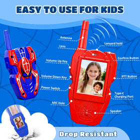 MGparty spider walkie camera display highlighting built-in HD camera during play.
