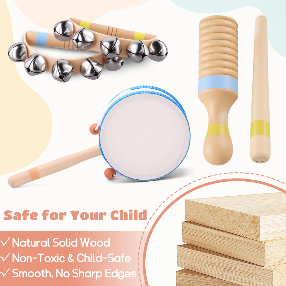 MGparty wooden clarinet toy supports imaginative music time for kids.