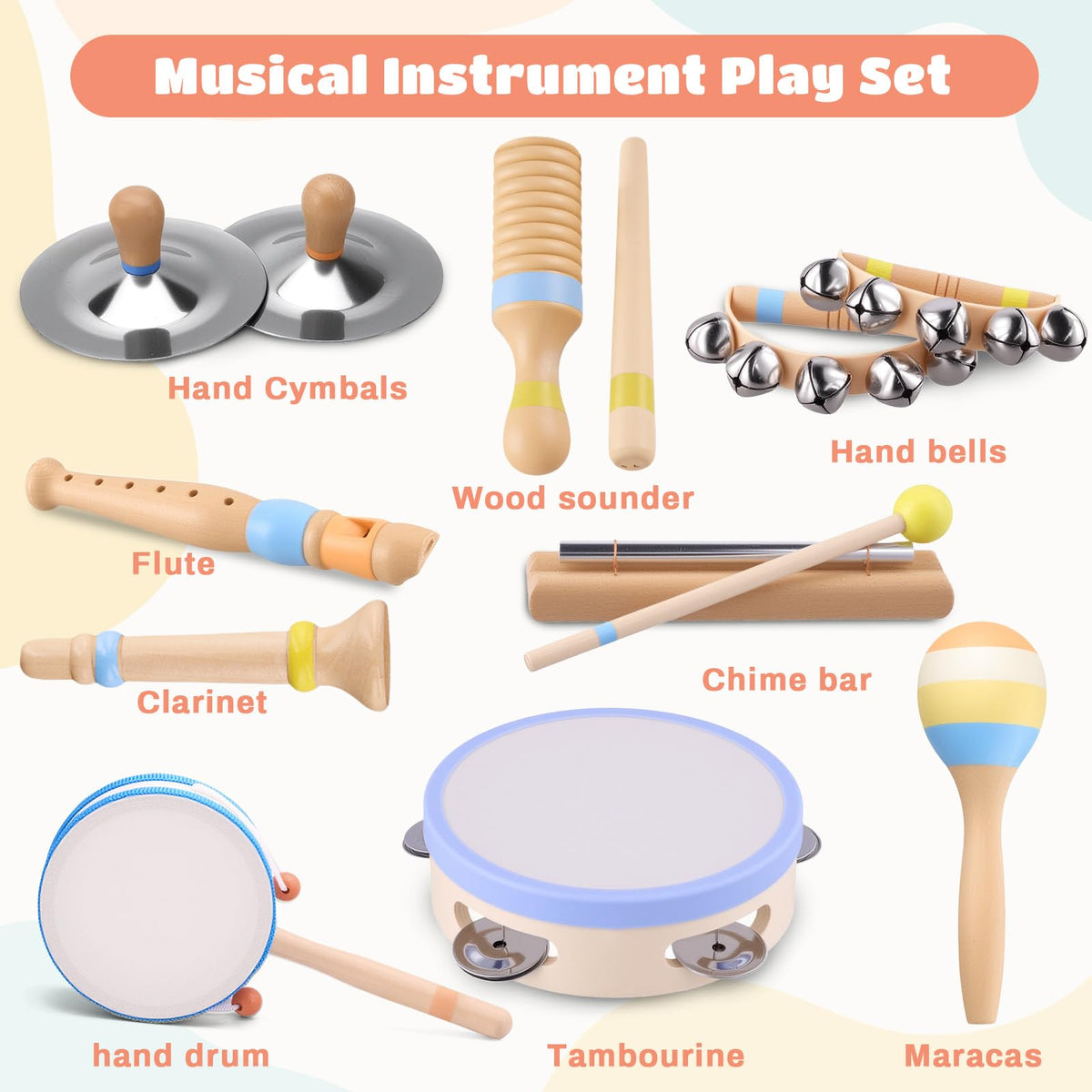 MGparty wooden drum toy emphasizes tactile play and heartbeat-like rhythm.