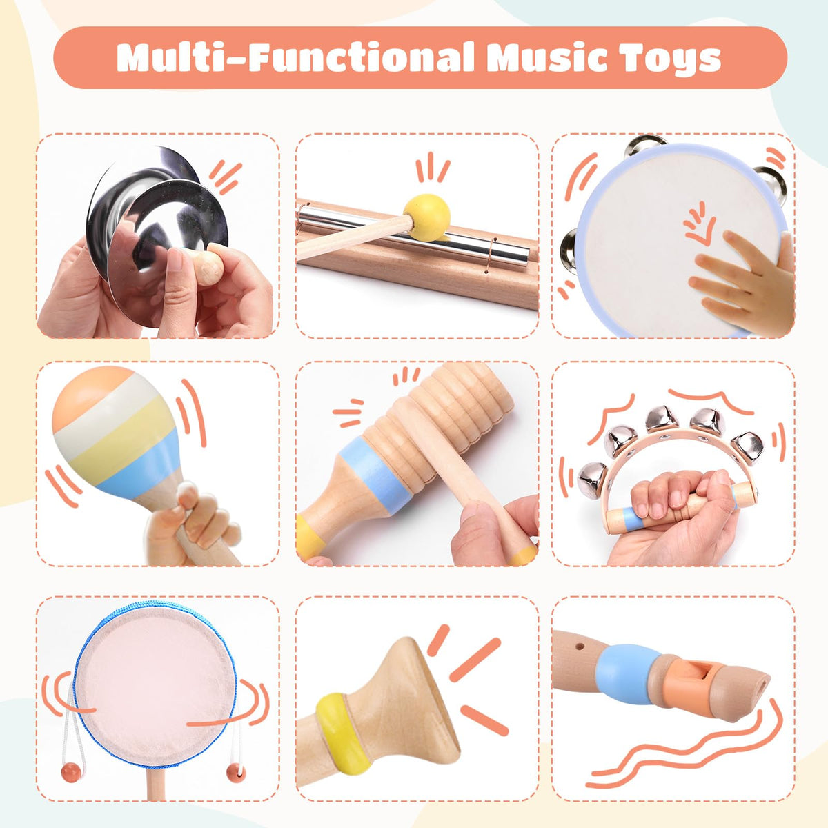 MGparty wooden flute toy promotes gentle sound exploration for toddlers.