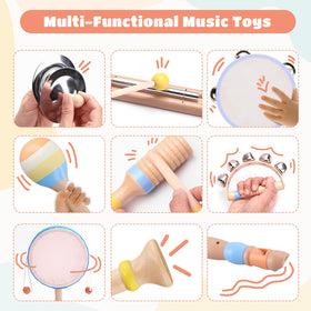 MGparty wooden flute toy promotes gentle sound exploration for toddlers.