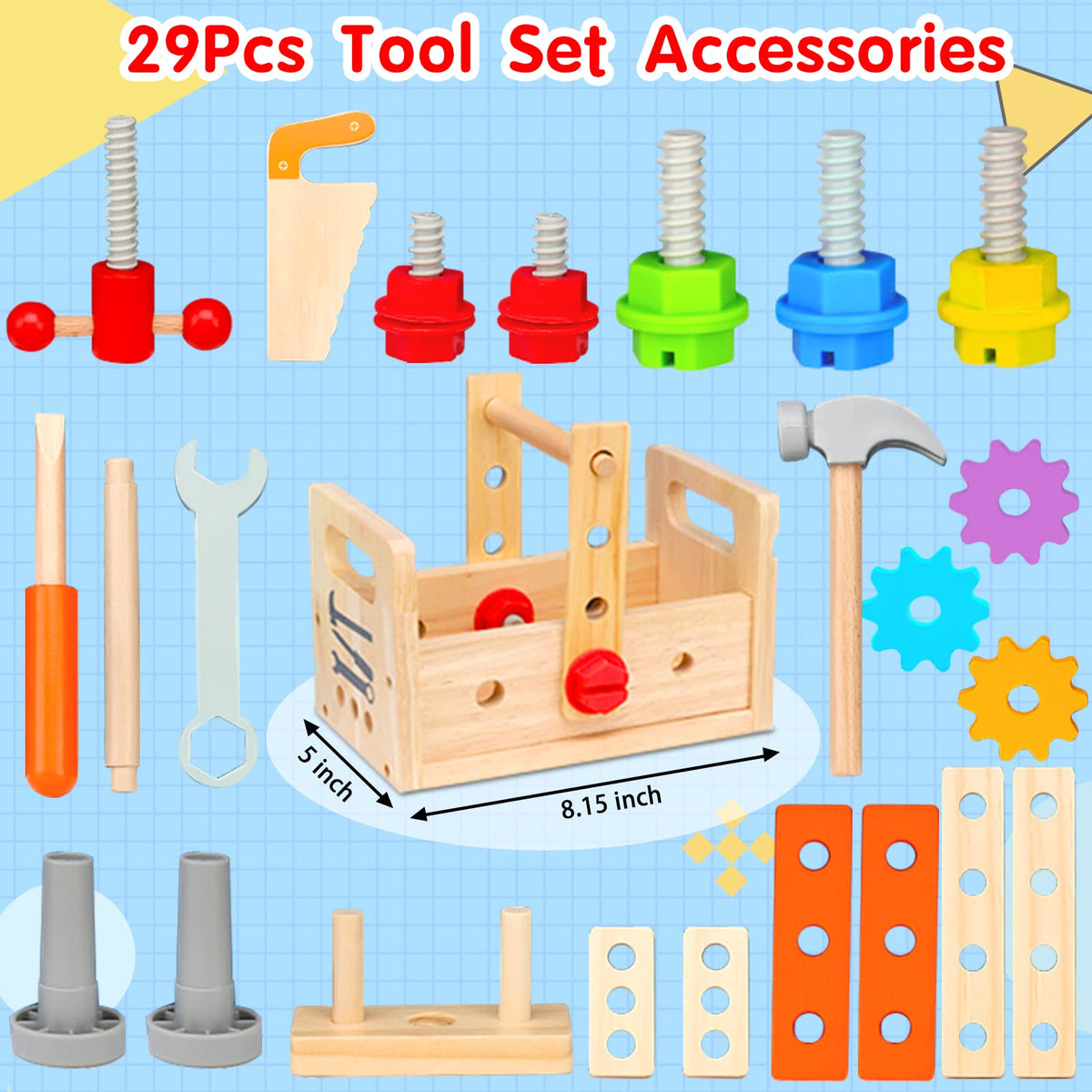 Mgtfbg Kids Tool Set gears spark rotating play and engineering exploration.