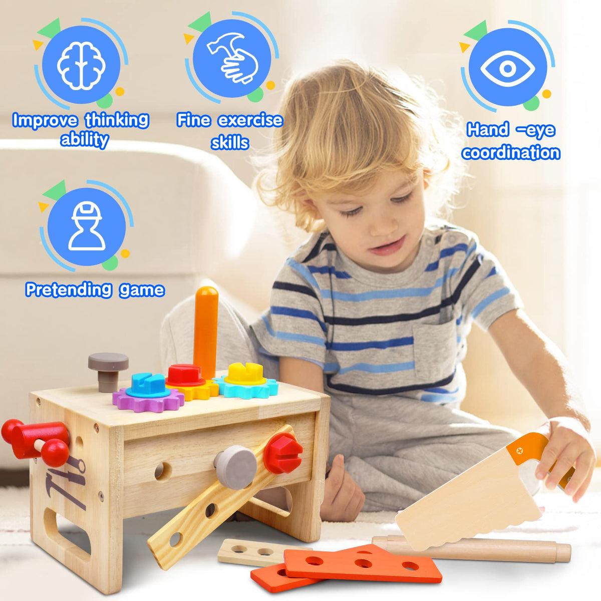 Mgtfbg Kids Tool Set saw invites safe pretend cutting and imaginative projects.