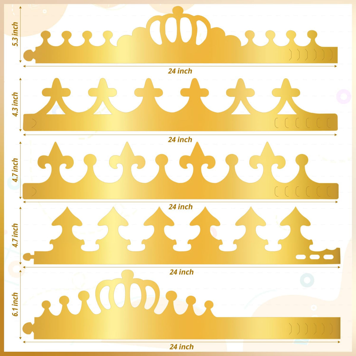 MGZTTHW Durable gold cardboard crowns endure gentle wear for celebrations