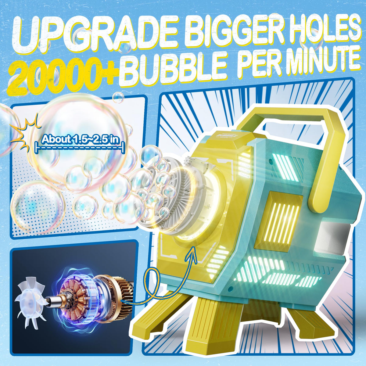 MiBex bubble machine featuring simple one-button operation
