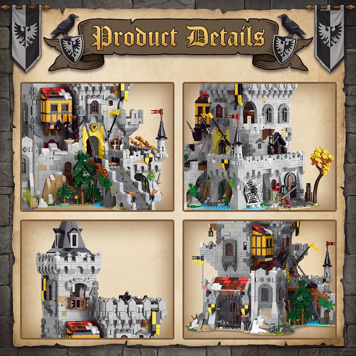 Miabrixbrix Raven Castle rotating catapult adds dynamic action to diorama.