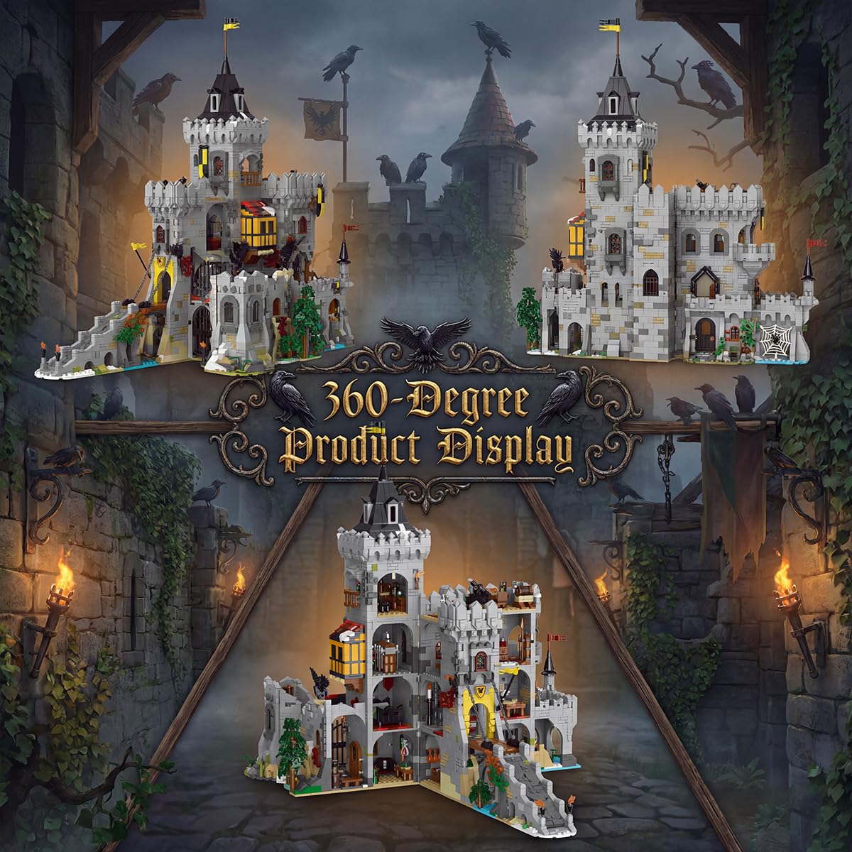 Miabrixbrix Raven Castle drawbridge mechanism demonstrates interactive play value on shelf.