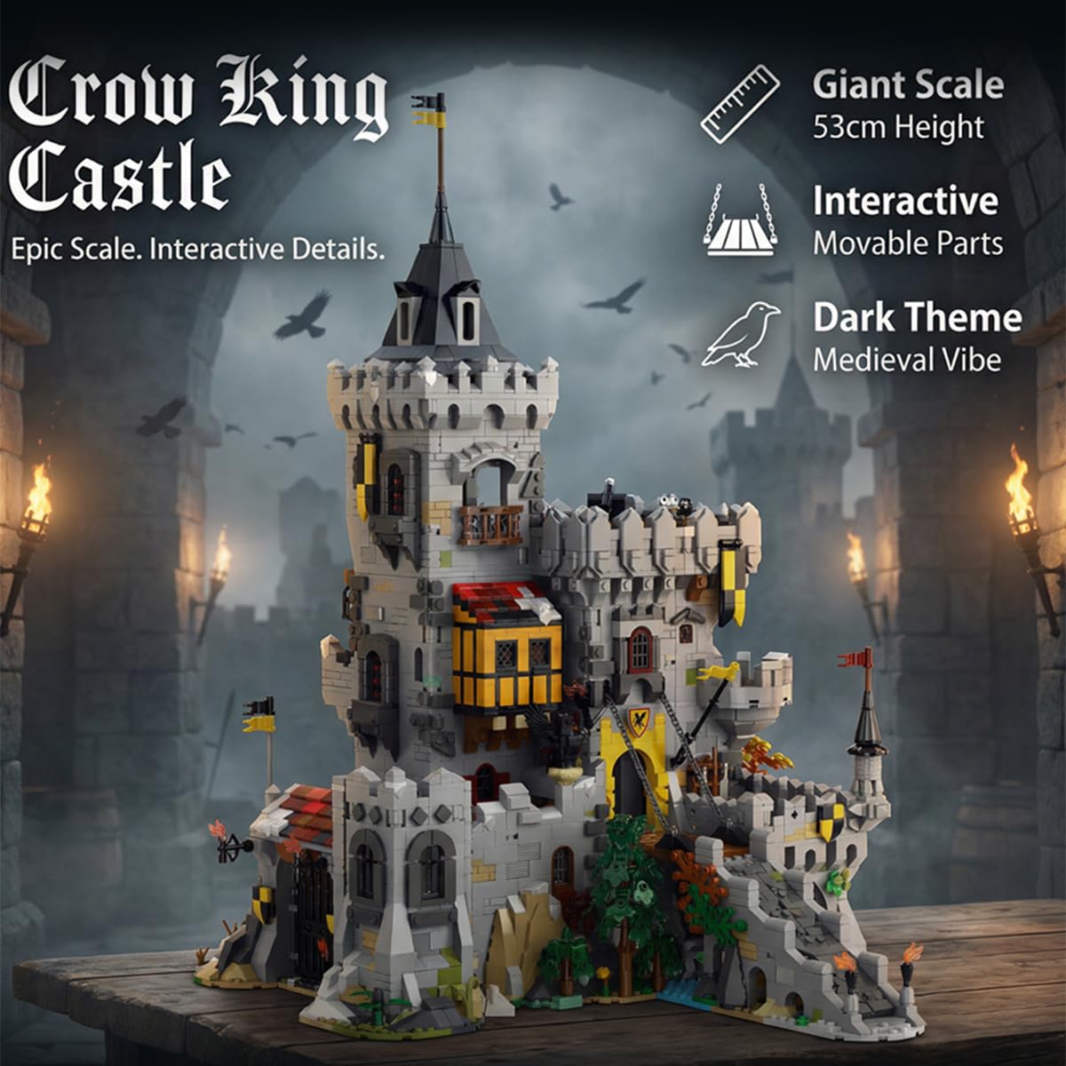 Miabrixbrix Raven Castle gray brick walls close-up highlights authentic medieval texture.