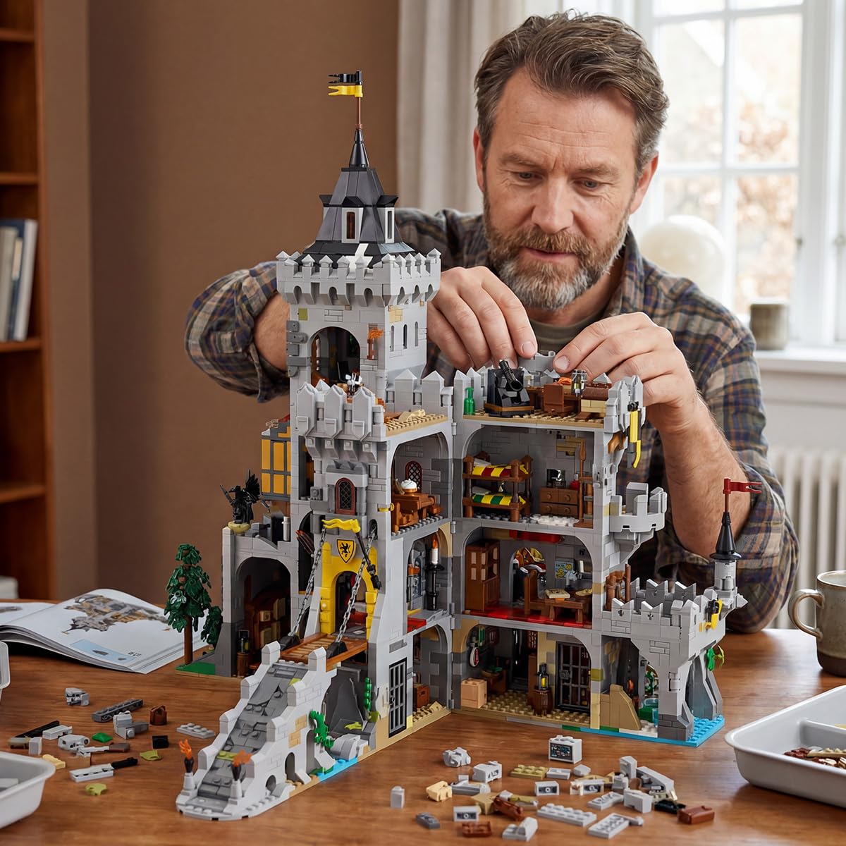 Miabrixbrix Raven Castle knights and vikings figures enhance storytelling on display.